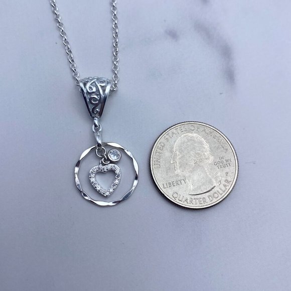 Open Heart Necklace Sterling Silver Open Heart Gift For Friend Gift For Her - Picture 4 of 5